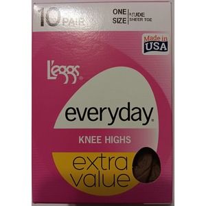 Legg's Everyday  Knee Highs NEW 10 Pack One Size Pink Box Made in USA